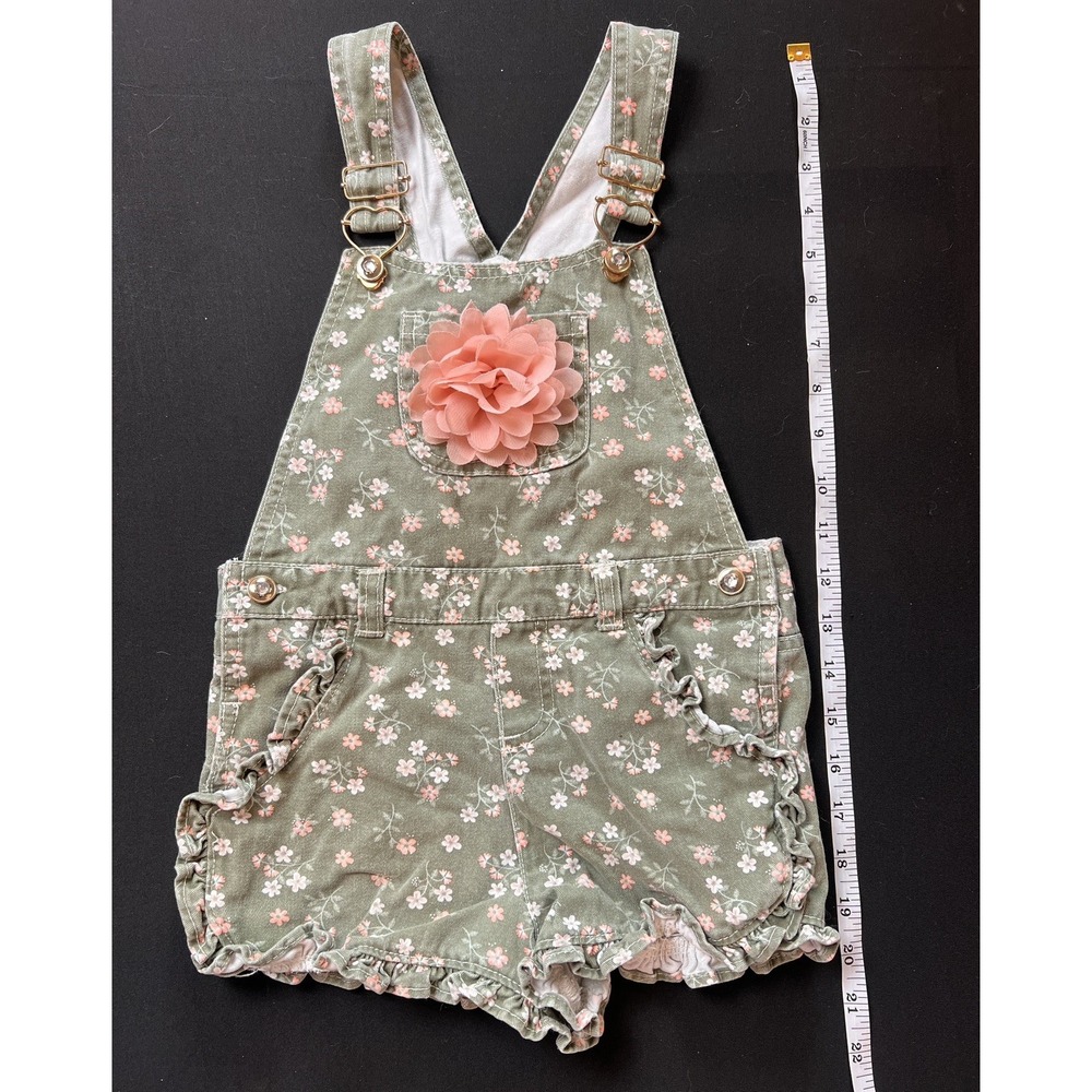 Forever 21 Girls Floral Shortalls Size 6 Cottagecore Overall Romper Ruffle